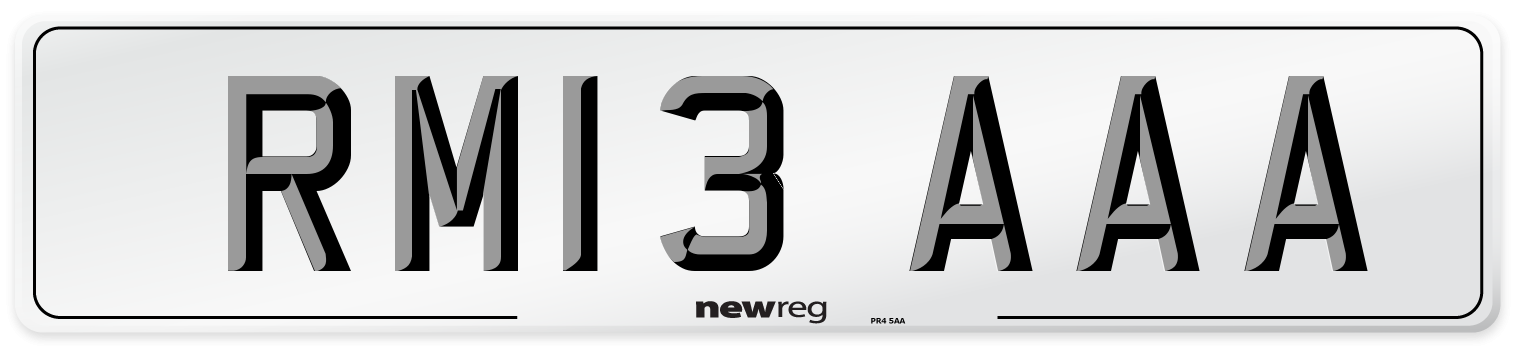 RM13 AAA Number Plate from New Reg